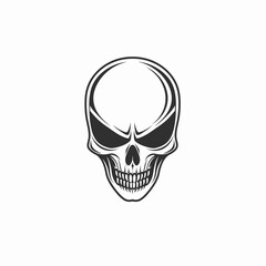 Obraz premium Graphic illustration of a human skull black and white design isolated