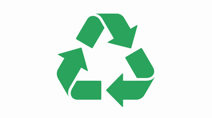 Obraz premium Green recycling symbol on white background representing sustainability, environmental protection, eco-friendly practices, and waste management.