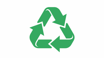 Fototapeta premium Green recycling symbol icon on white background. Sustainable environmental conservation, waste management, and eco-friendly circular economy concept.