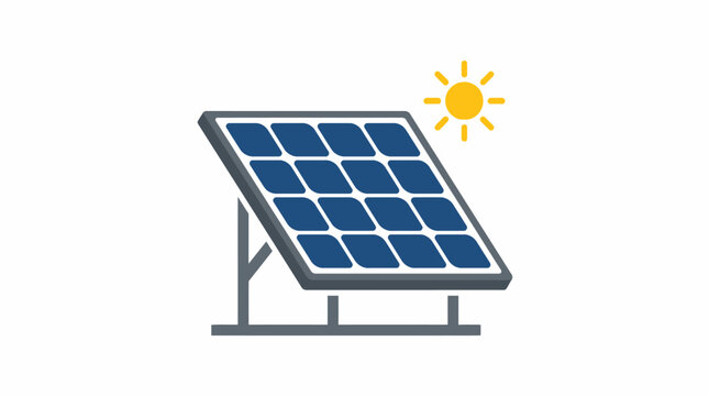 Solar Panel Icon Illustration for Renewable Energy and Sustainable Technology. Clean Green Power Generation from Sunlight.