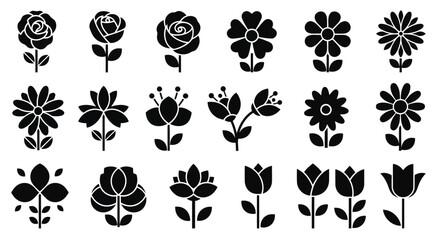 A collection of various flower illustrations arranged in a grid pattern. © Raju
