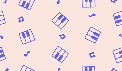 Fototapeta premium Cute piano seamless pattern background