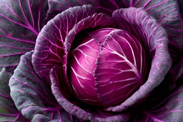 Obraz premium Fresh red cabbage showing vibrant purple leaves