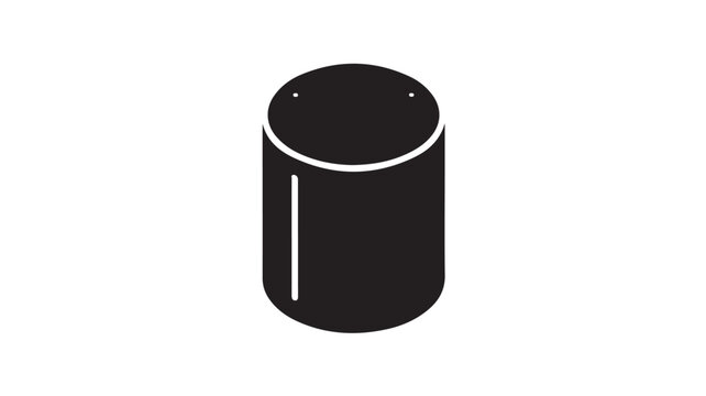 Amazon Echo smart speaker in minimalist design with simple white accents on dark background for tech advertising