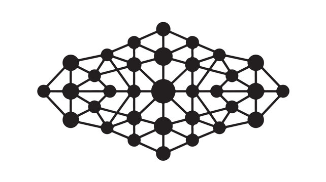 Network Structure Diagram in Minimalist Style with Dark Color Scheme on White Background for Infographic Template