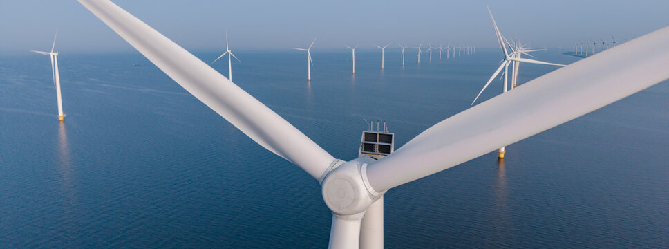 Expansive offshore wind farm capturing renewable energy in Tollebeek, Netherlands