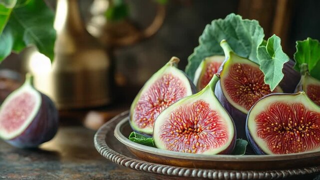 selective focus elegant fresh figs detail for culinary background