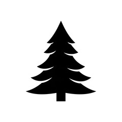 Fototapeta premium Black silhouette of a stylized evergreen tree isolated on a white background