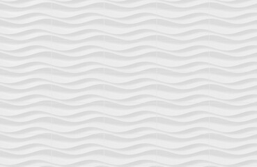 Obraz premium Modern white 3D wavy wall panel texture with horizontal rhythmic curves for luxury interior design background.