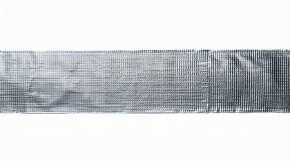 Blank Duct Tape Strip Mockup Silver Fabric Mesh Texture Straight Layout Heavy Duty Look Isolated On White Background