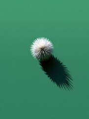 An isolated spiky microbe rests on a smooth background, creating a distinct shadow that highlights its shape and structure.