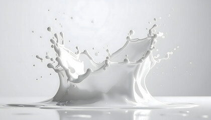Surreal milk splash frozen in mid-air forming elegant abstract liquid shapes
