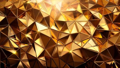 Golden Geometrical Abstract Background With Triangles And Sparkling Highlights