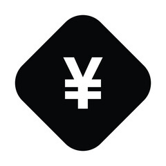 Obraz premium A black diamond shaped icon with a white yen symbol on a plain background