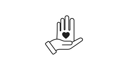 Obraz premium Simple Line Art Illustration of Hand Holding Heart Symbol.