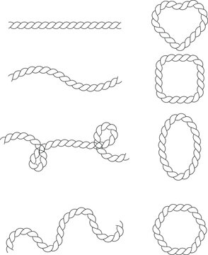 Nautical Rope Frames and Borders Set - Marine Cord Knots and Twisted Decorative Lines