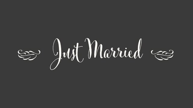 Just Married Calligraphy Title with Angel Wings Alpha Channel