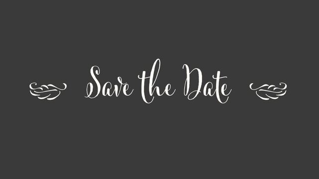 Save the Date Calligraphy Title with Angel Wings Alpha Channel