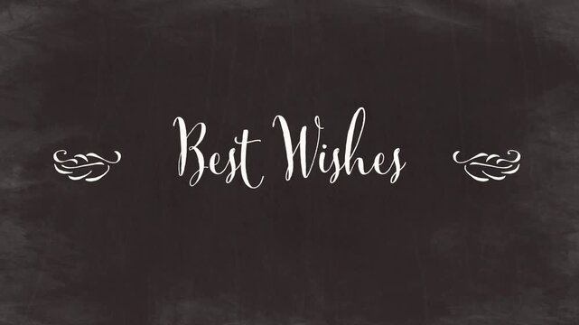 Best Wishes Calligraphy Title with Angel Wings on Rustic Chalkboard Background