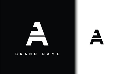 Modern geometric letter AJ logo design, initial monogram A and J symbol for branding, minimalist black and white vector icon