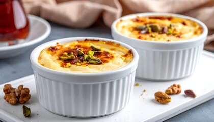 Delicious S?tla? - Turkish Rice Pudding with Pistachios and Walnuts.