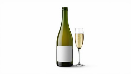 Isolated champagne bottle on white, suitable for presentations and design