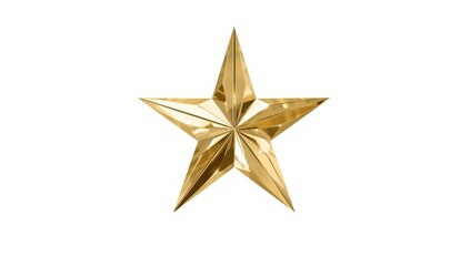 Fototapeta premium Isolated gold Christmas star on white background. Close-up top view render