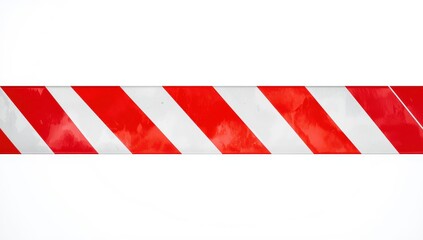 Isolated warning tape in red and white on a white background