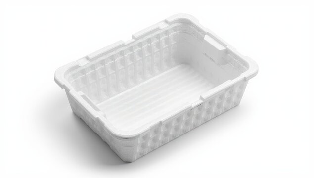 Isolated white background with empty styrofoam packaging