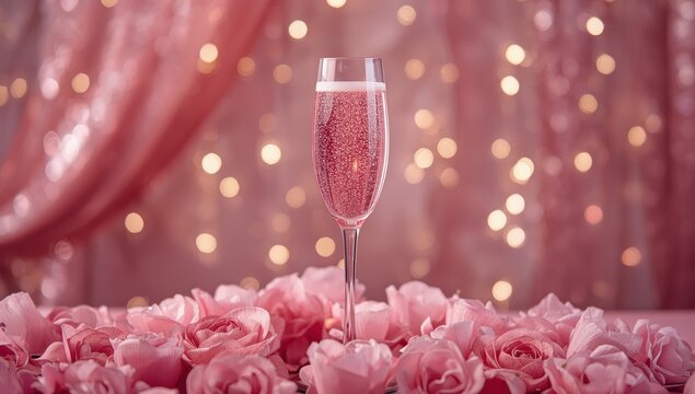 Photo of a pink embellished champagne glass