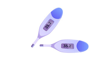 Two Digital Medical Thermometers Illustration Showing 35.2 Temperature Reading