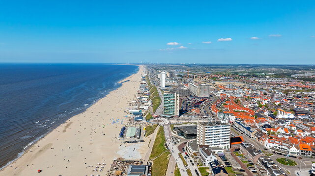 Coastal city view at the north sea in summer