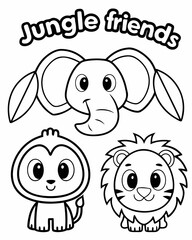 Obraz premium Cute jungle animal friends set cartoon illustration vector kids design
