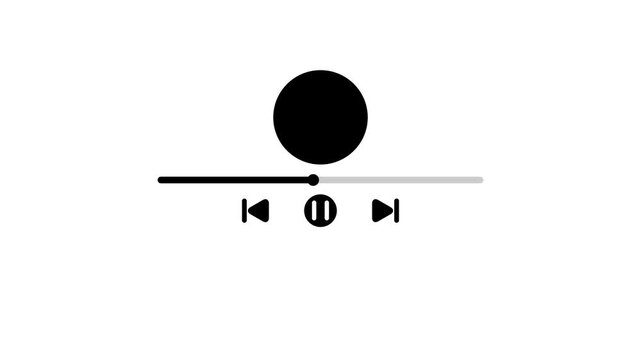 Play or pause button animation. Music or video play bar icon animation.4k animation video