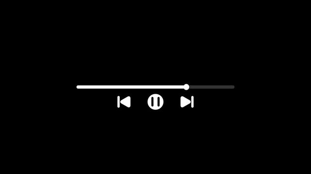 Play or pause button animation. Music or video play bar icon animation.4k animation video