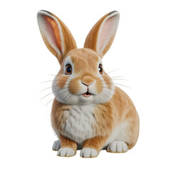 Fototapeta premium Cute brown rabbit sitting perfect for easter concept isolated on transparent background