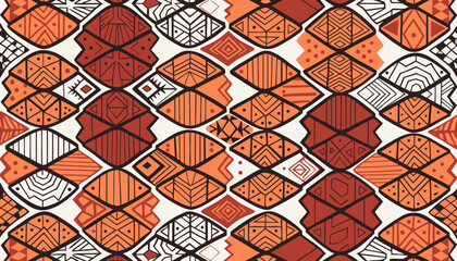 African tortoise shell pattern design, flat vector style, organic layout, white background