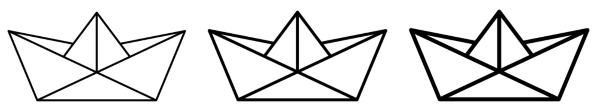 Paper boat line icon set