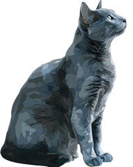 Stylized feline portrait isolated on transparent background