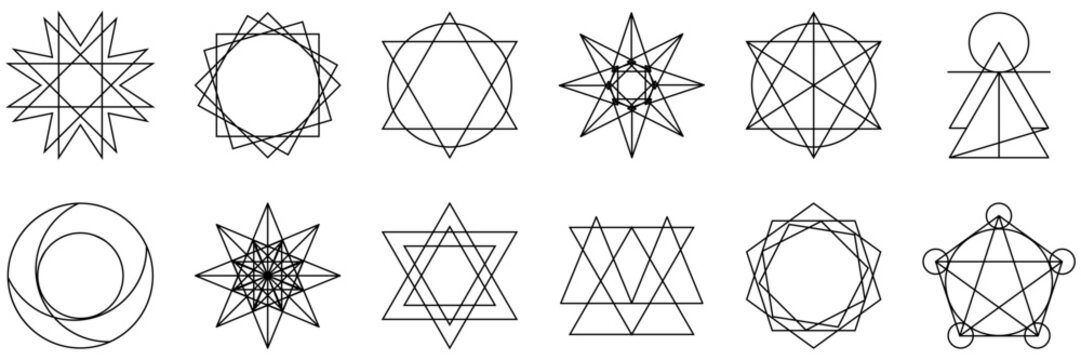 Set of abstract sacred geometry shapes