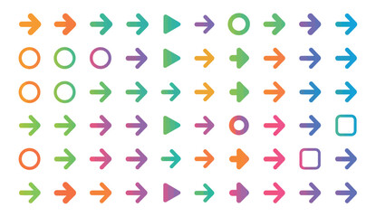 Color Bullet Points Vector with Geometric Shapes, Arrows, Circles and Squares for Modern List and User Interface Design