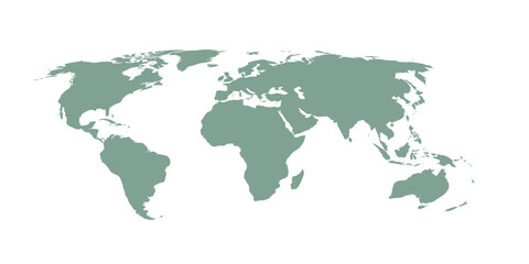 Obraz premium Curved World Map Silhouette Vector Illustration Featuring Half Globe Blue Planet Earth Showing Africa, Asia, America, Europe and Australia for Business, Travel and Geography