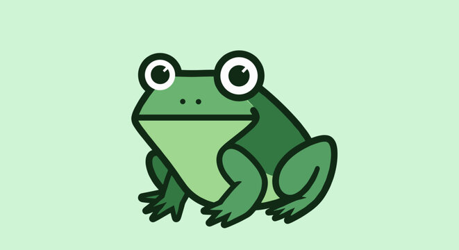 Green Cartoon Frog Illustration.