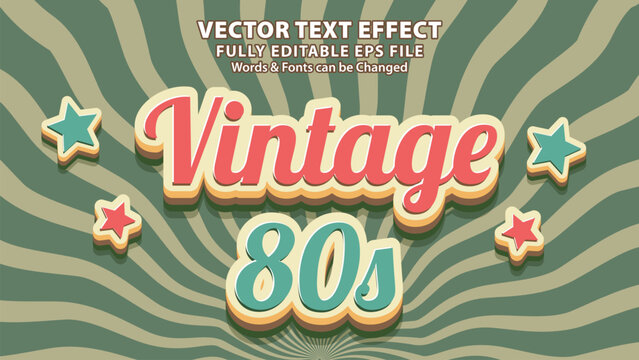 Vintage 80s 3D Editable Vector Text Effect Retro Style