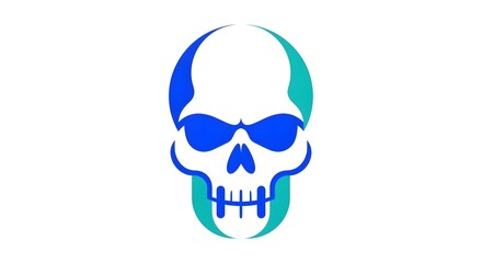 Obraz premium Abstract blue and teal skull design with modern aesthetic