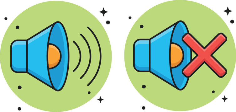 Set of 2 speaker volume and mute icons vector