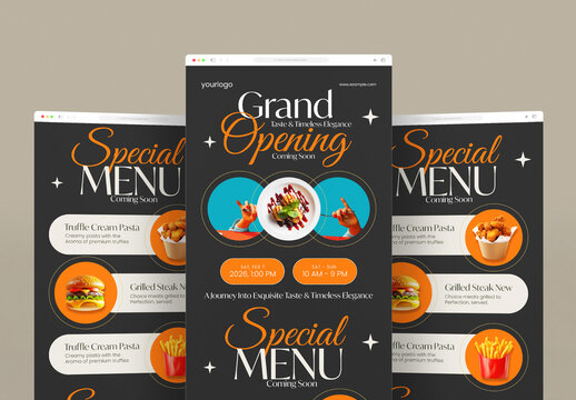 Restaurant Grand Opening Special Menu Email Newsletter Template