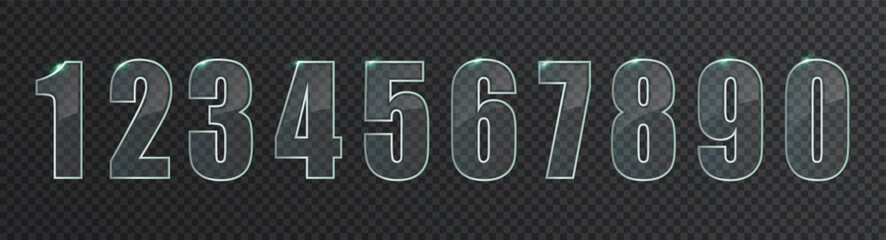 Transparent glass numbers with glowing liquid effect. Modern typography for UI design concepts. © Southsticks