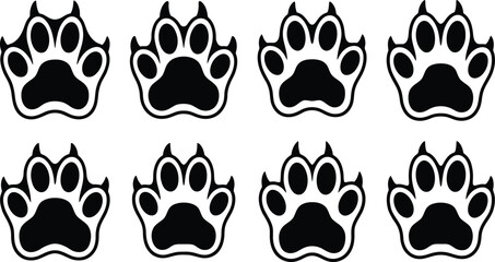 Stylized black paw print icons arranged in a grid pattern for pet-themed designs