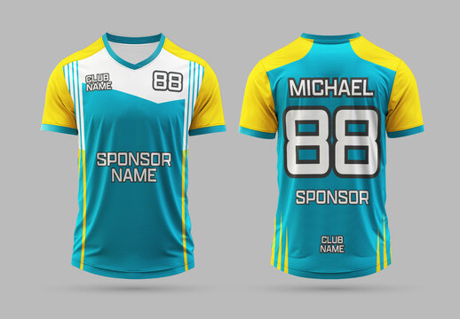Soccer Jersey Mockup Front And Back Sports Uniform Template